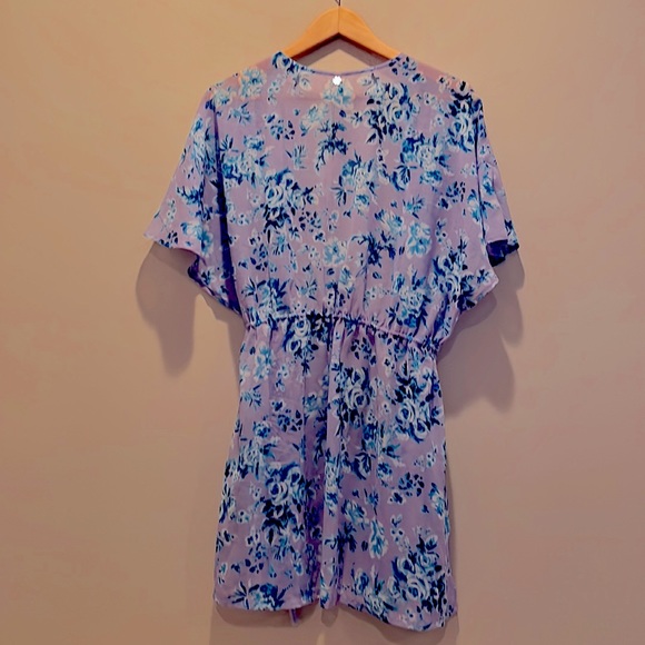 NWT (XS) Nanette Lepore swim wrap in lilac turquoise gold fringe tassels kaftan - Picture 9 of 14